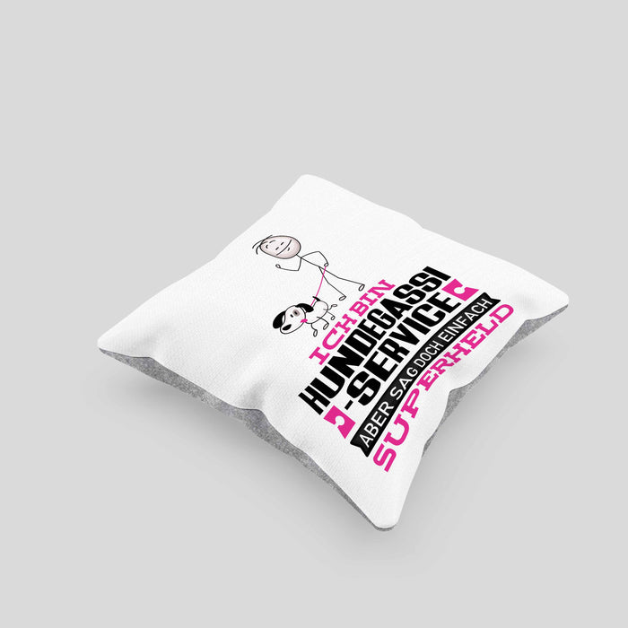 Hundegassi-Service Geschenk Kissen mit Füllung 40x40 Ich Bin Hundegassi-Service Aber Sag Doch Einfach Superheld Lustige Geschenkdiee für Hundegassi-Service (Grau) Grau Trendation