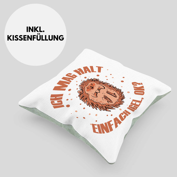 Igel Kissen mit Füllung 40x40 - Tolles Geschenk für Igel-Liebhaber (Grau) Grün Trendation