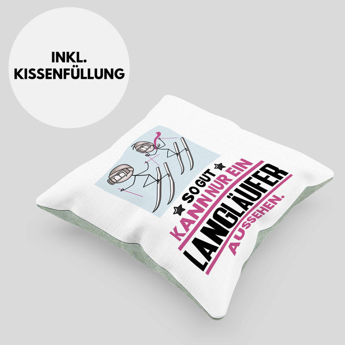 Langläufer Geschenk Kissen mit Füllung 40x40 So Gut Kann Nur Ein Langläufer Aussehen Geschenkidee (Grau) Grün Trendation