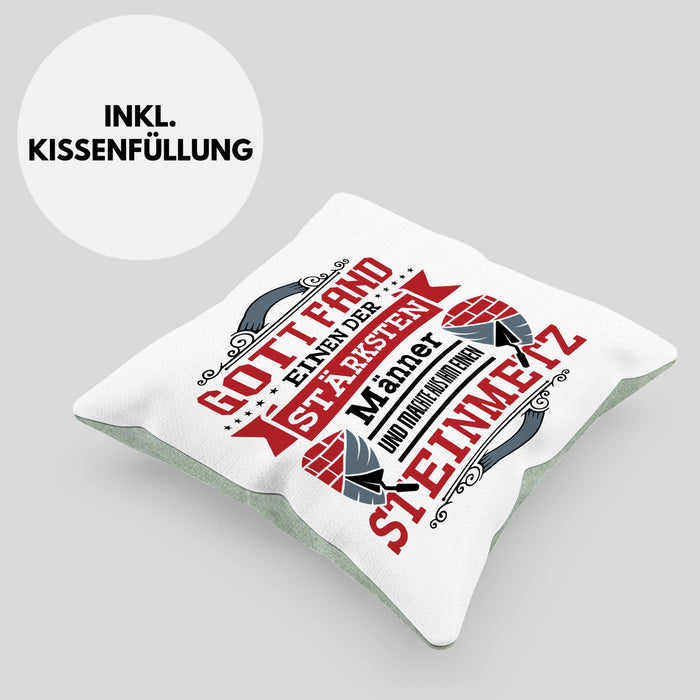 Steinmetz Kissen mit Füllung 40x40 Geschenk Spruch Geschenkidee Spruch (Grau) Grün Trendation