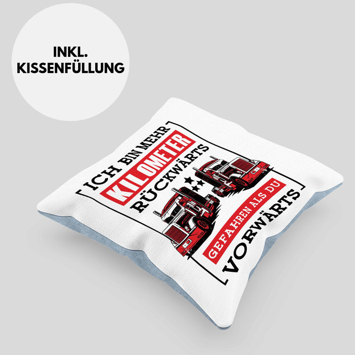 Lustige Kissen mit Füllung 40x40 LKW-Fahrer Geschenk Geschenkidee LKW Spruch (Grau) Blau Trendation