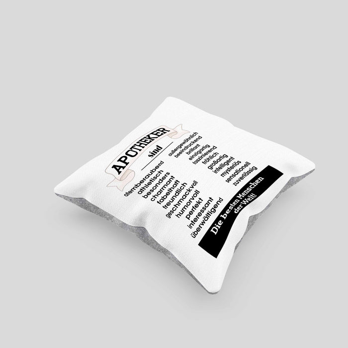 Apotheker Kissen mit Füllung 40x40 Geschenk Bester Apotheker Pharmazeut Arzneikundiger Spruch Lustiger Spruch (Grau) Grau Trendation