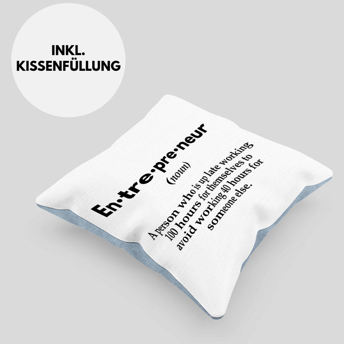 Entrepreneur Kissen mit Füllung 40x40 Entrepreneurship Geschenk Spruch Motivation Idee (Grau) Blau Trendation