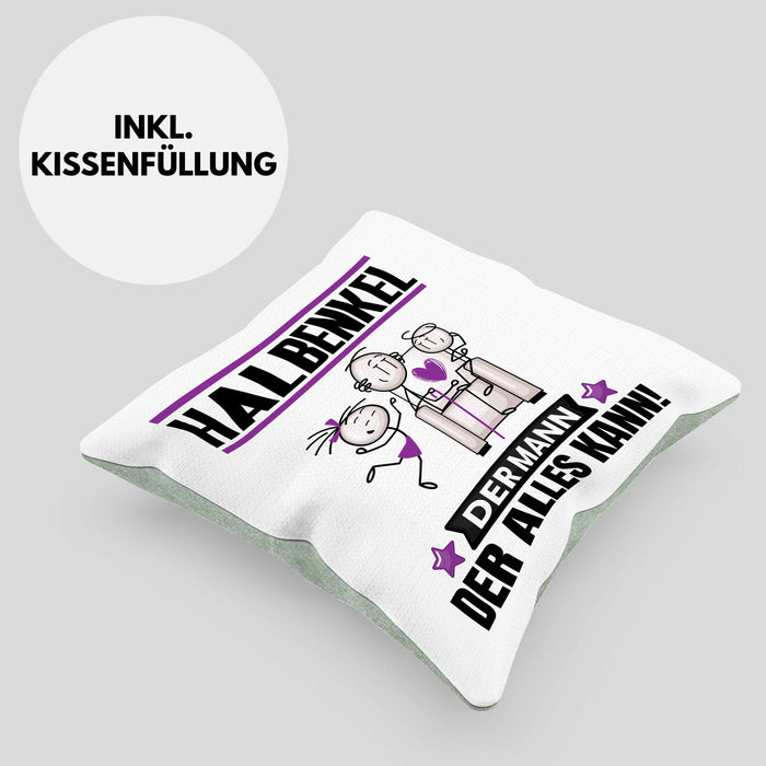 Halbenkel Kissen mit Füllung 40x40 Geschenk für Halbenkel Der Mann Der Alles Kann Geschenkidee zum Geburtstag (Grau) Grün Trendation