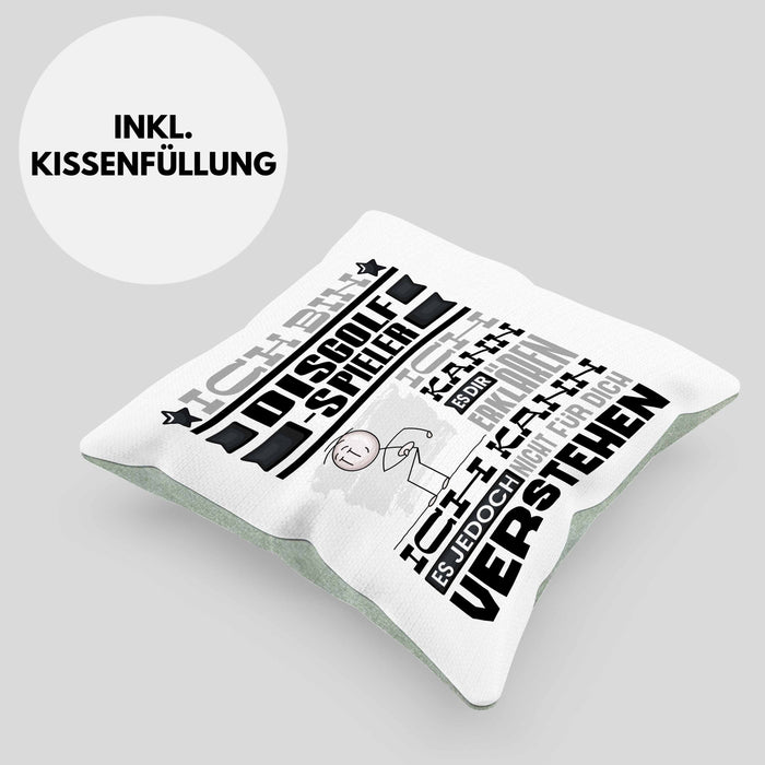 Discgolf-Spieler Geschenk Kaffee-Kissen mit Füllung 40x40 Geschenkidee für Discgolf-Spieler Ich Bin Discgolf-Spieler Ich Kann Es Dir Erklären Jedoch Nicht Für Dich Verstehen Spruch Lustig (Grau) Grün Trendation