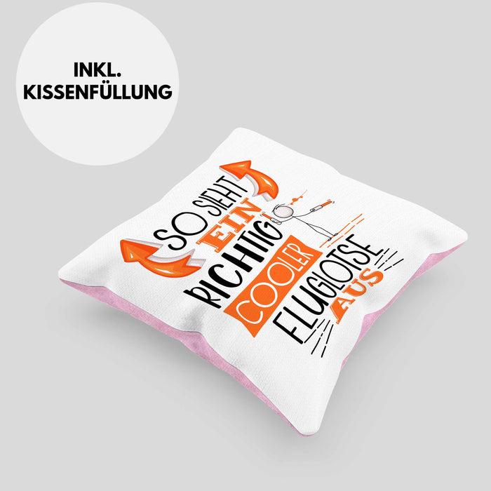 Fluglotse Kissen mit Füllung 40x40 Geschenk So Sieht Ein Richtig Cooler Fluglotse Aus Geschenkidee Spruch Lustig (Grau) Rosa Trendation