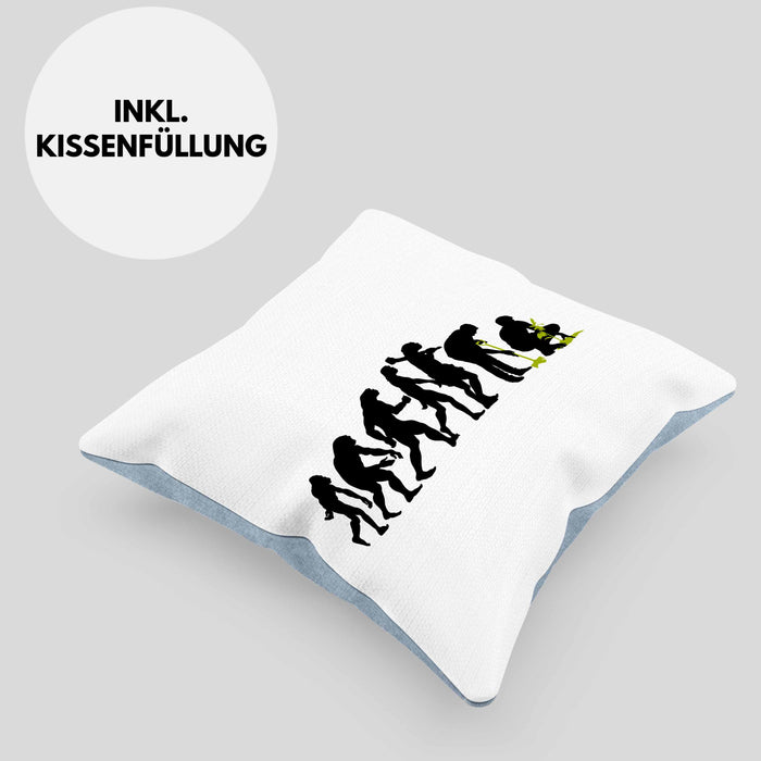 Gärtner Evolution Kissen mit Füllung 40x40 mit Spruch Garten Hobbygärtner Gärtner Geschenk Lustig Gärtnerin Geschenkidee (Grau) Blau Trendation