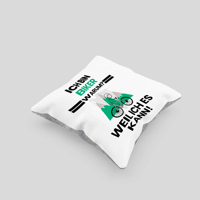 Biker Geschenk Kissen mit Füllung 40x40 Lustiger Spruch Ich Bin Biker Warum Weil Ich Es Kann Geschenkidee Bester Biker Geburtstag (Grau) Grau Trendation