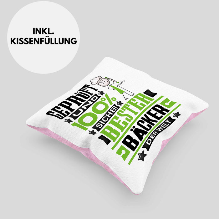 Bäcker Geschenk Lustiger Spruch für Bäcker Geschenkidee Bester Bäcker Der WeltKissen mit Füllung 40x40 (Grau) Rosa Trendation