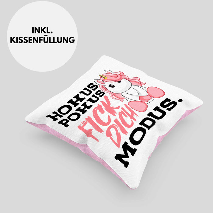 Lustige Ich Hasse Menschen Kissen mit Füllung 40x40 Mit Spruch Einhorn Geschenk Mama Freundin Kollegin Geschenkidee Arbeit Frauen (Grau) Rosa Trendation