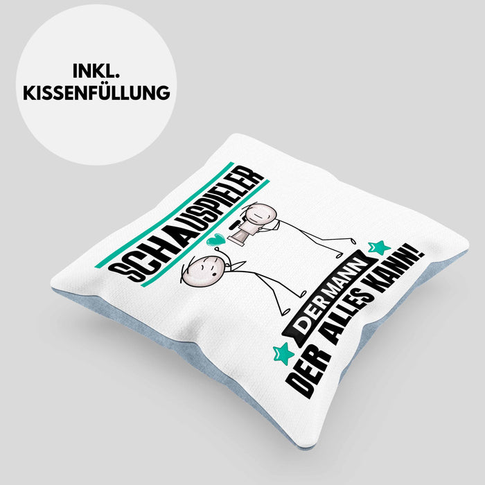 Schauspieler Kissen mit Füllung 40x40 Geschenk für Schauspieler Der Mann Der Alles Kann Geschenkidee zum Geburtstag (Grau) Blau Trendation
