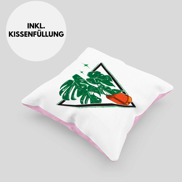 Gärtner Geschenk Kissen mit Füllung 40x40 Pflanzen Motiv Design Geschenkidee Garten-Pflege (Grau) Rosa Trendation
