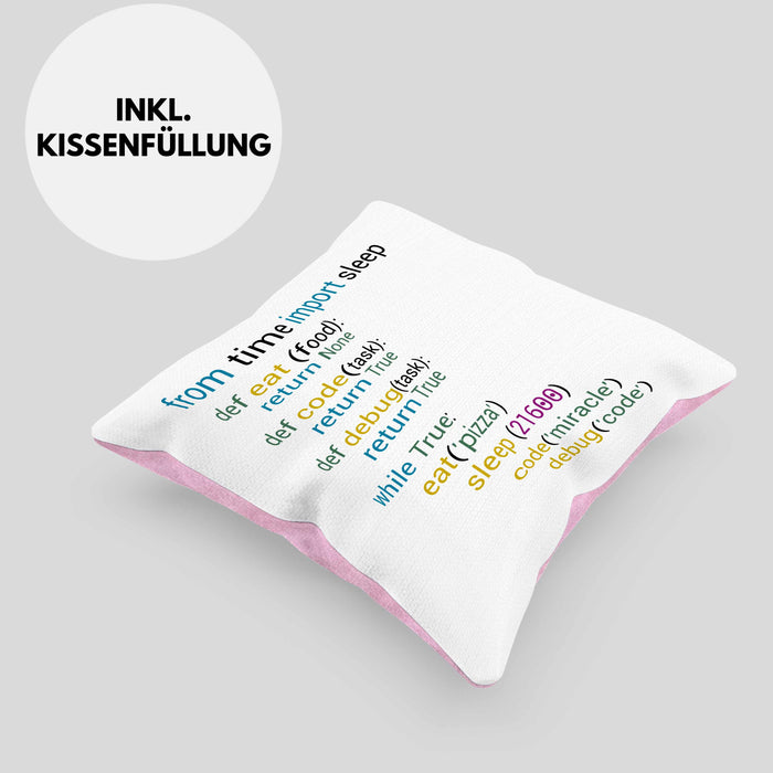 Coder Kissen mit Füllung 40x40 Geschenk für Programmierer Softwareentwickler Nerds Geschenkidee (Grau) Rosa Trendation