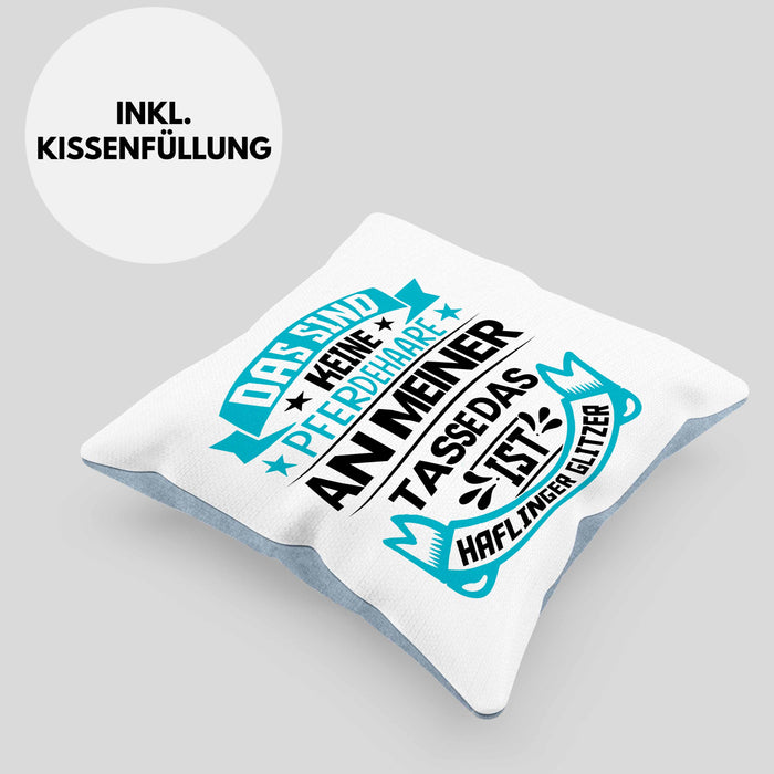 Haflinger Kissen mit Füllung 40x40 Geschenk Pferde-Liebhaberin Haflinger-Liebhaberin Geschenkidee Pferde Reiterin (Grau) Blau Trendation