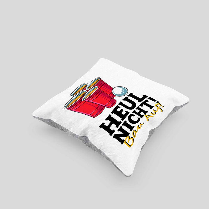 Lustige Kissen mit Füllung 40x40 "Heul Nicht Bau Auf" für Beer Pong Bierpong Fans (Grau) Grau Trendation