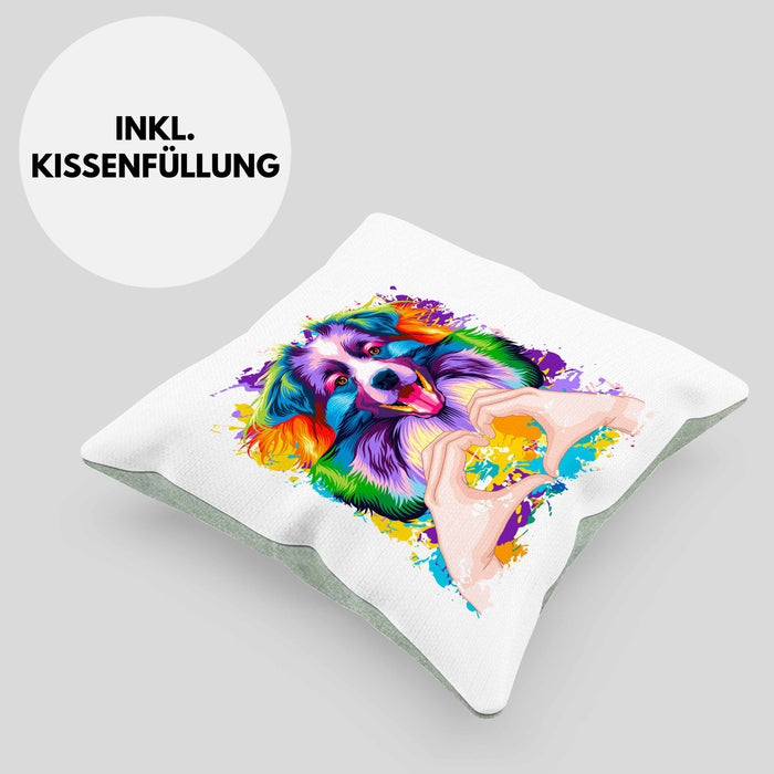 Australian Shepherd Besitzer Farbe Love Kissen mit Füllung 40x40 Geschenk Lustiger Spruch Geschenkidee Australian Shepherd Besitzerin (Grau) Grün Trendation