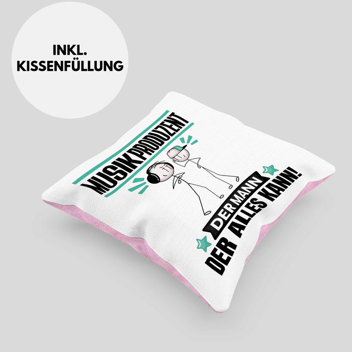 Musikproduzent Kissen mit Füllung 40x40 Geschenk für Musikproduzent Der Mann Der Alles Kann Geschenkidee zum Geburtstag (Grau) Rosa Trendation