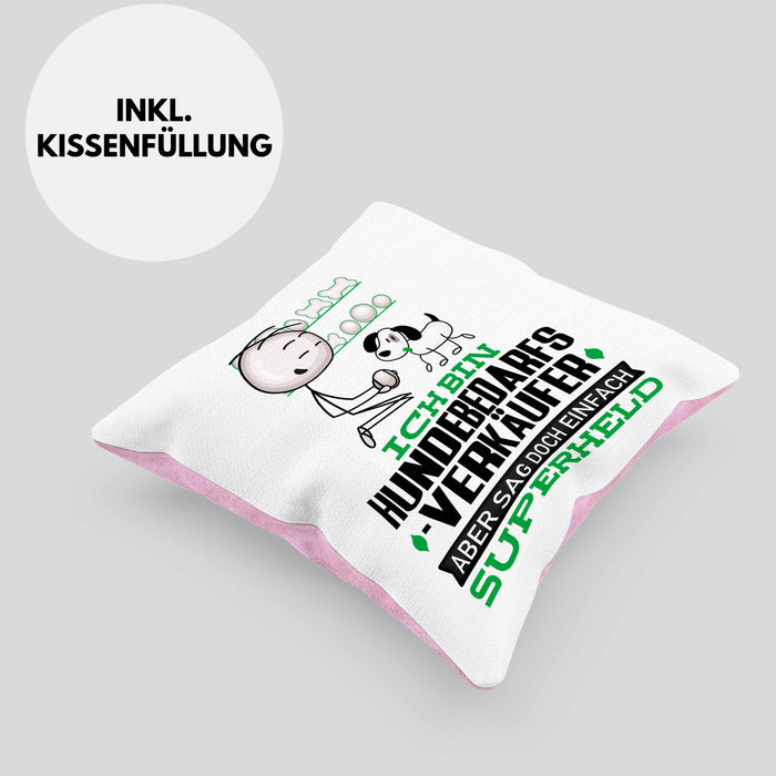 Hundebedarfsverkäufer Geschenk Kissen mit Füllung 40x40 Ich Bin Hundebedarfsverkäufer Aber Sag Doch Einfach Superheld Lustige Geschenkdiee für Hundebedarfsverkäufer (Grau) Rosa Trendation