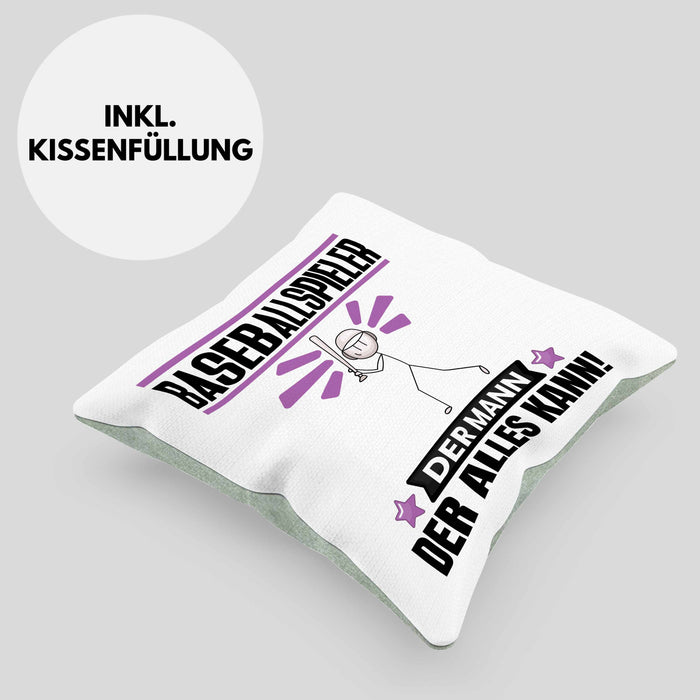 Baseballspieler Kissen mit Füllung 40x40 Geschenk für Baseballspieler Der Mann Der Alles Kann Geschenkidee zum Geburtstag (Grau) Grün Trendation