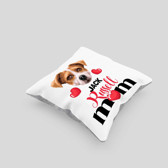 Jack Russell Besitzer Mom Mama Kissen mit Füllung 40x40 Geschenk Lustiger Spruch Geschenkidee Jack Russell Besitzerin (Grau) Grau Trendation
