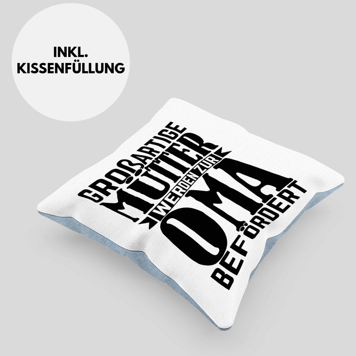 Oma Geschenk Kissen mit Füllung 40x40 Beste Oma Geschenkidee Geburtstag Muttertag Großartige Mütter Werden Zur Oma Befördert (Grau) Blau Trendation