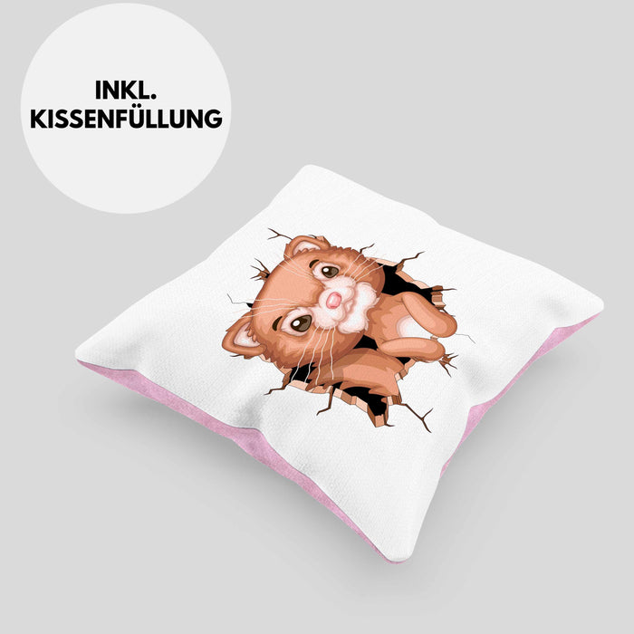 Otter 3D Grafik Kissen mit Füllung 40x40 Lustige Geschenkdidee Otter-Liebhaber (Grau) Rosa Trendation