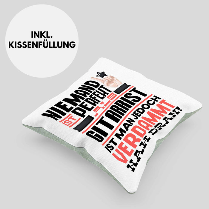 Gitarrist Geschenk Kissen mit Füllung 40x40 Lustige Geschenkidee für Gitarrist Geburtstag Niemand Ist Perfekt Aber Als Gitarrist Ist Man Nah Dran (Grau) Grün Trendation