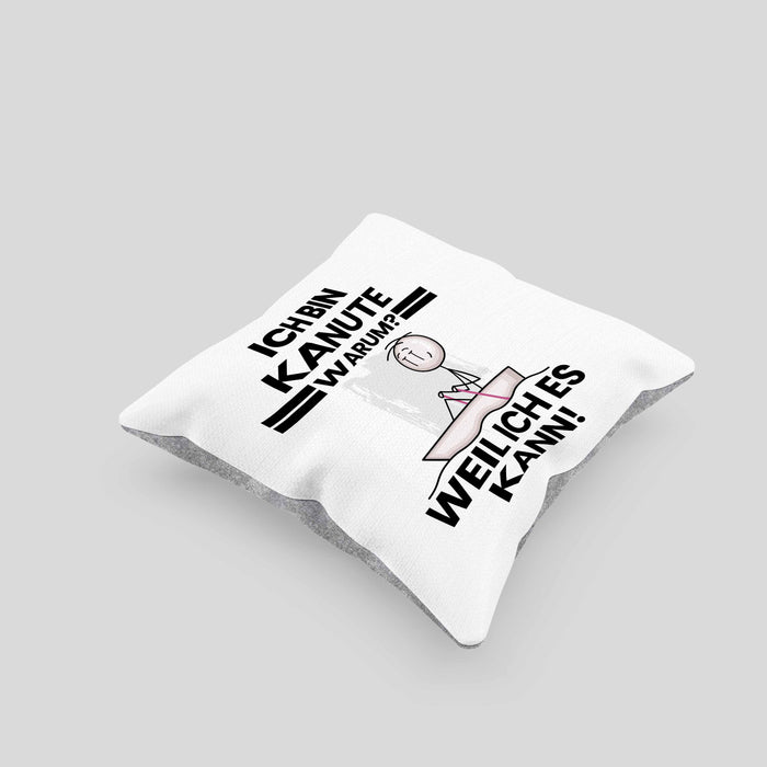 Kanute Geschenk Kissen mit Füllung 40x40 Lustiger Spruch Ich Bin Kanute Warum Weil Ich Es Kann Geschenkidee Bester Kanute Geburtstag (Grau) Grau Trendation