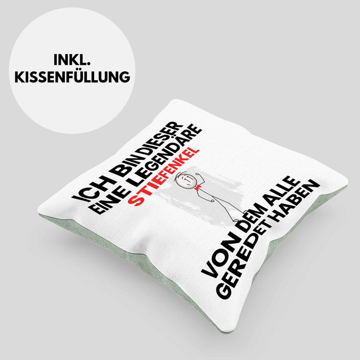 Stiefenkel Geschenk Kissen mit Füllung 40x40 Lustige Geschenkidee Geburtstag für Stiefenkel Ich Bin Dieser Legendäre Stiefenkel Von Dem Alle Geredet Haben (Grau) Grün Trendation