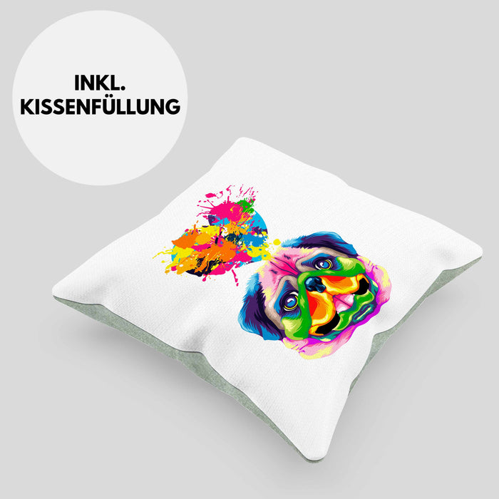 Mops Herz Farbe Besitzer Kissen mit Füllung 40x40 Geschenk Lustiger Spruch Geschenkidee Mops Liebhaber (Grau) Grün Trendation