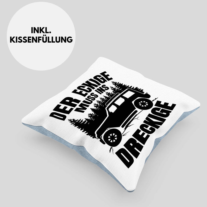 SUV Geschenk Der Eckige Muss Ins Dreckige Geländewagen Geschenkidee Kissen mit Füllung 40x40 (Grau) Blau Trendation