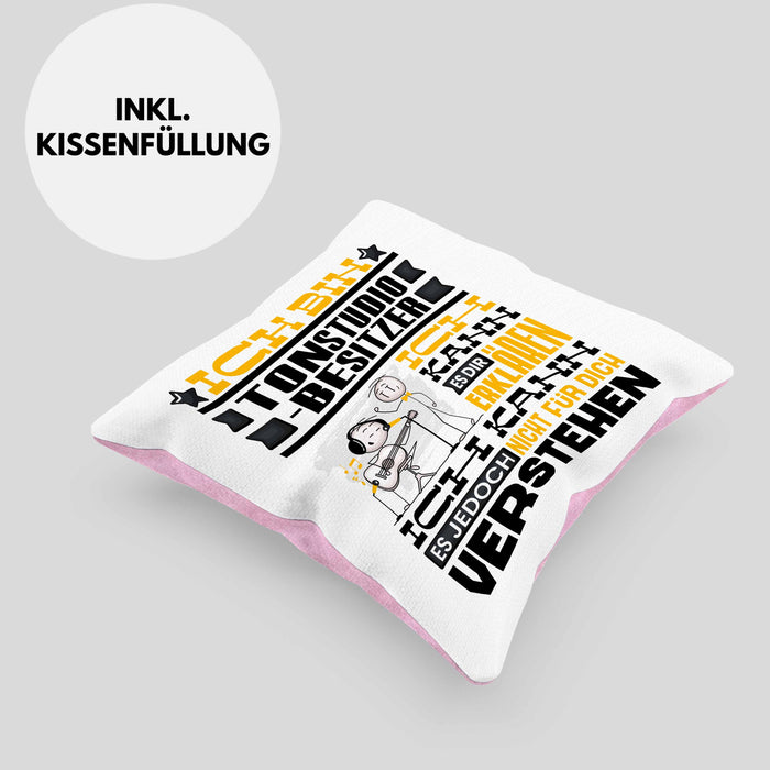 Tonstudio-Besitzer Geschenk Kissen mit Füllung 40x40 Lustige Geschenkdiee für einen Tonstudio-Besitzer Geburtstag Ich Bin Tonstudio-Besitzer Ich Kann Es Dir Erklären Aber Nicht Für Dich Verstehen (Grau) Rosa Trendation