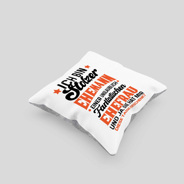 Ehemann Geschenk Kissen mit Füllung 40x40 Ich Bin Stolzer Ehemann Einer Fantastischen Ehefrau Jahrestag Geschenkidee Gag Joke (Grau) Grau Trendation
