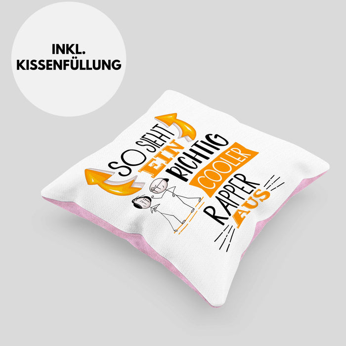So Sieht Ein Richtig Cooler Rapper Aus Kissen mit Füllung 40x40 Geschenk für Rapper Geburtstag Geschenkdiee (Grau) Rosa Trendation