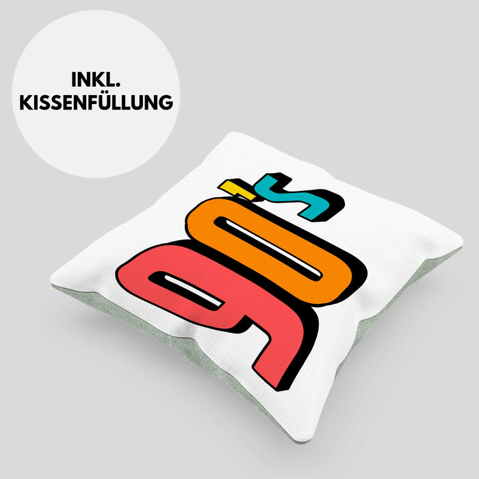 90er Jahre Kissen mit Füllung 40x40 "90's" - Retro Geschenk für Nostalgiker (Grau) Grün Trendation