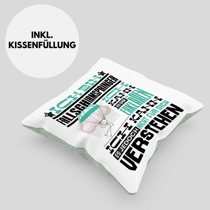Fallschirmspringer Geschenk Kaffee-Kissen mit Füllung 40x40 Geschenkidee für Fallschirmspringer Ich Bin Fallschirmspringer Ich Kann Es Dir Erklären Jedoch Nicht Für Dich Verstehen Spruch Lustig (Grau) Grün Trendation