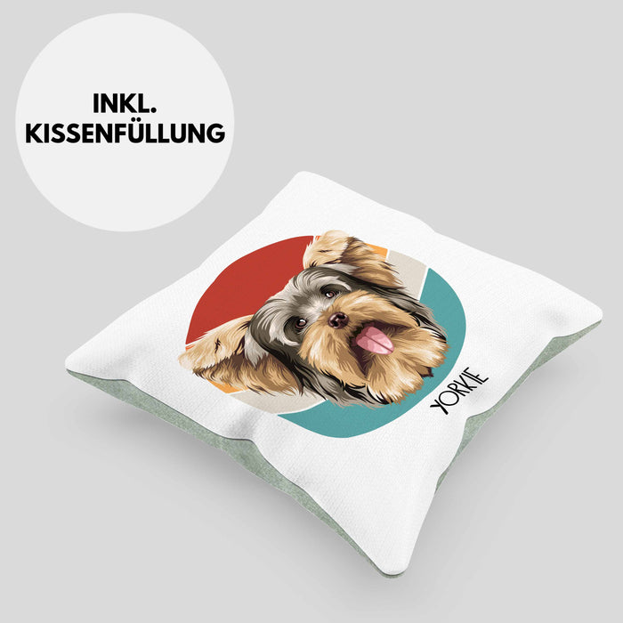 Yorkie Besitzer Kissen mit Füllung 40x40 Geschenk Lustiger Spruch Geschenkidee Yorkie Mama Papa (Grau) Grün Trendation