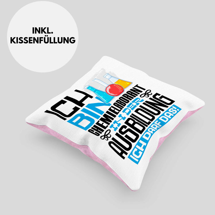 Chemielaborant Ausbildung Kissen mit Füllung 40x40 Geschenk Ich Bin Chemielaborant In Der Ausbildung Ich Darf Das Geschenkidee Spruch (Grau) Rosa Trendation