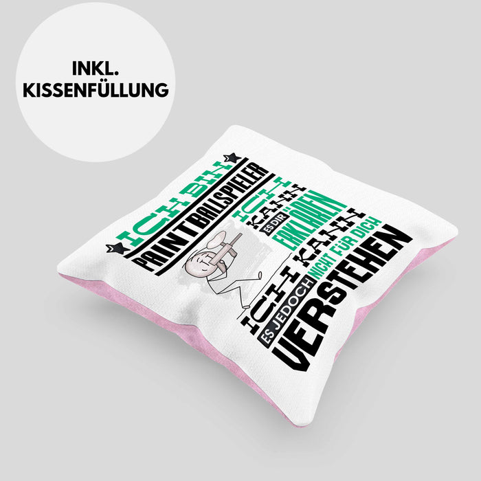 Paintballspieler Geschenk Kaffee-Kissen mit Füllung 40x40 Geschenkidee für Paintballspieler Ich Bin Paintballspieler Ich Kann Es Dir Erklären Jedoch Nicht Für Dich Verstehen Spruch Lustig (Grau) Rosa Trendation