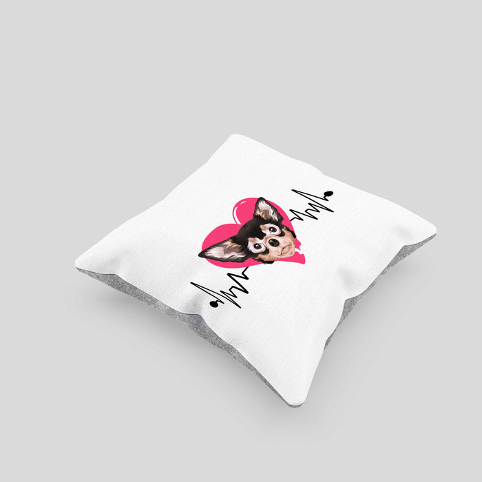 Chihuahua Besitzer Kissen mit Füllung 40x40 Geschenk Lustiger Spruch Geschenkidee Herzschlag XXXX (Grau) Grau Trendation