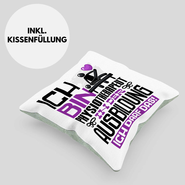 Physiotherapeut Ausbildung Kissen mit Füllung 40x40 Geschenk Ich Bin Physiotherapeut In Der Ausbildung Ich Darf Das Geschenkidee Spruch (Grau) Grün Trendation