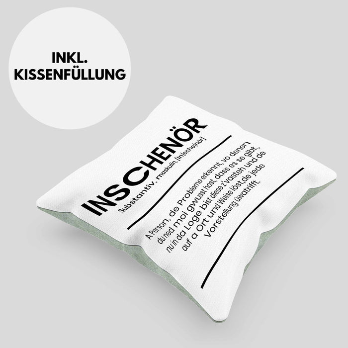 Ingenieur Kissen mit Füllung 40x40 Geschenk Ineschenör Geschenkidee Sprüche Ingenieurswesen Geschenkidee Definition (Grau) Grün Trendation