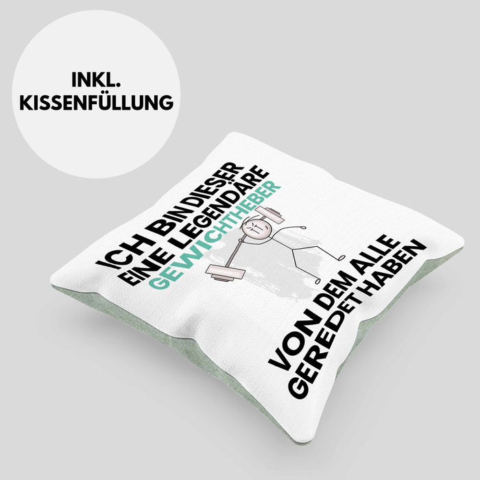 Gewichtheber Geschenk Kissen mit Füllung 40x40 Lustige Geschenkidee Geburtstag für Gewichtheber Ich Bin Dieser Legendäre Gewichtheber Von Dem Alle Geredet Haben (Grau) Grün Trendation