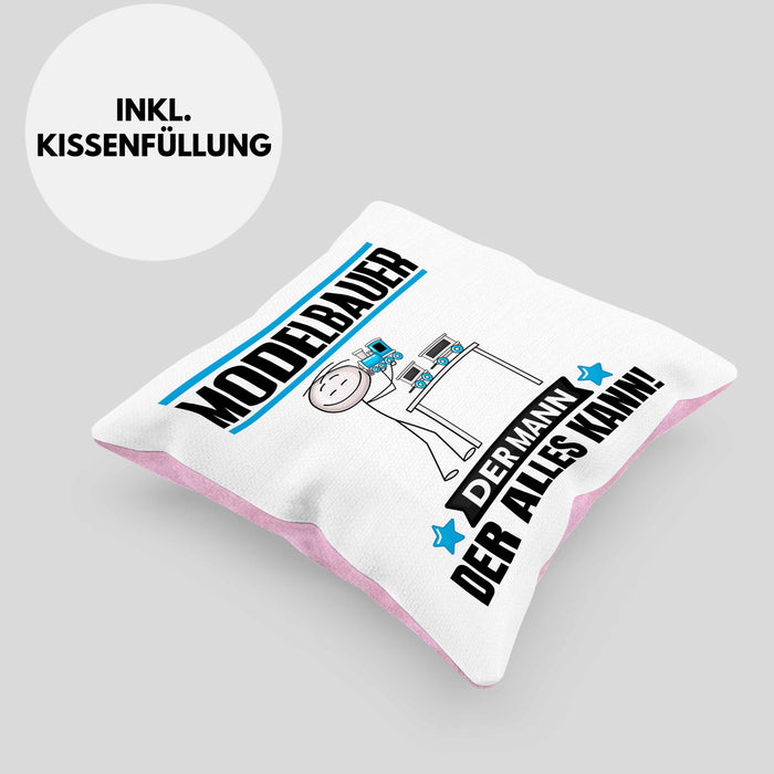 Modelbauer Kissen mit Füllung 40x40 Geschenk für Modelbauer Der Mann Der Alles Kann Geschenkidee zum Geburtstag (Grau) Rosa Trendation