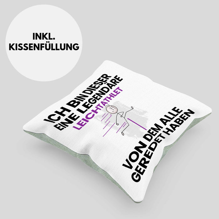 Leichtathlet Geschenk Kissen mit Füllung 40x40 Lustige Geschenkidee Geburtstag für Leichtathlet Ich Bin Dieser Legendäre Leichtathlet Von Dem Alle Geredet Haben (Grau) Grün Trendation