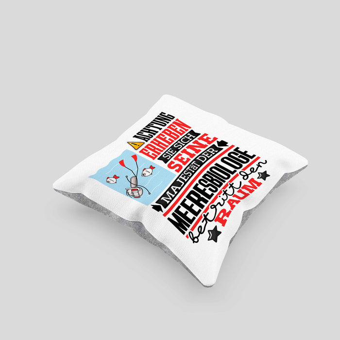 Meeresbiologe Geschenk Kissen mit Füllung 40x40 Lustiger Spruch Erheben Sie Sich Der Meeresbiologe Betritt den Raum (Grau) Grau Trendation