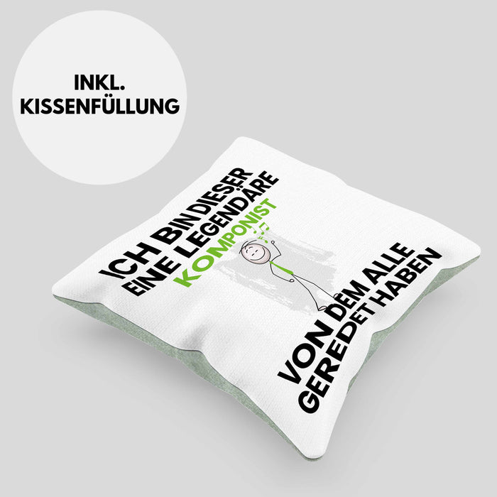 Komponist Geschenk Kissen mit Füllung 40x40 Lustige Geschenkidee Geburtstag für Komponist Ich Bin Dieser Legendäre Komponist Von Dem Alle Geredet Haben (Grau) Grün Trendation