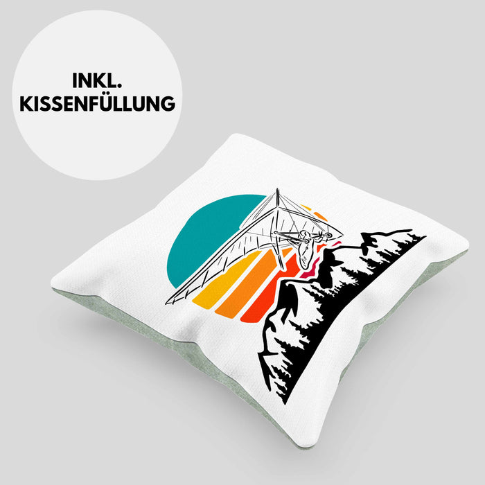 Kissen mit Füllung 40x40 Drachenflieger-Grafik Geschenk Drachenfliegen Drachenflieger Hängegleiter (Grau) Grün Trendation