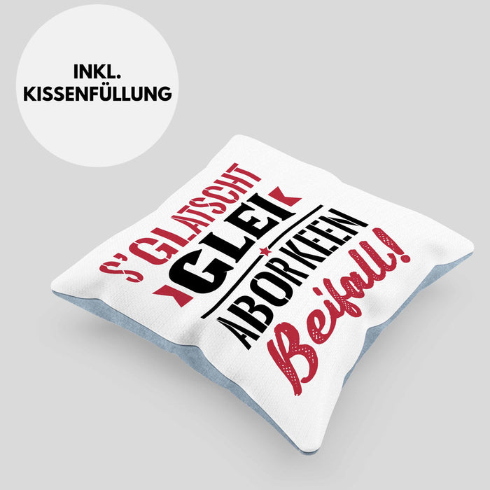 Sachsen Kissen mit Füllung 40x40 Sprüche "Es klatscht glei" Sächsisch Ossi Geschenk Kaffee-Kissen mit Füllung 40x40 (Grau) Blau Trendation