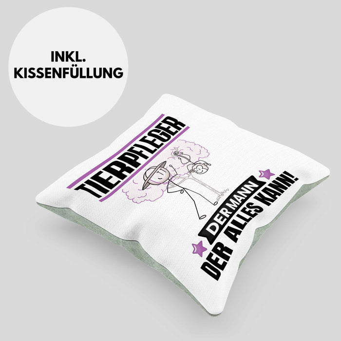 Tierpfleger Kissen mit Füllung 40x40 Geschenk für Tierpfleger Der Mann Der Alles Kann Geschenkidee zum Geburtstag (Grau) Grün Trendation